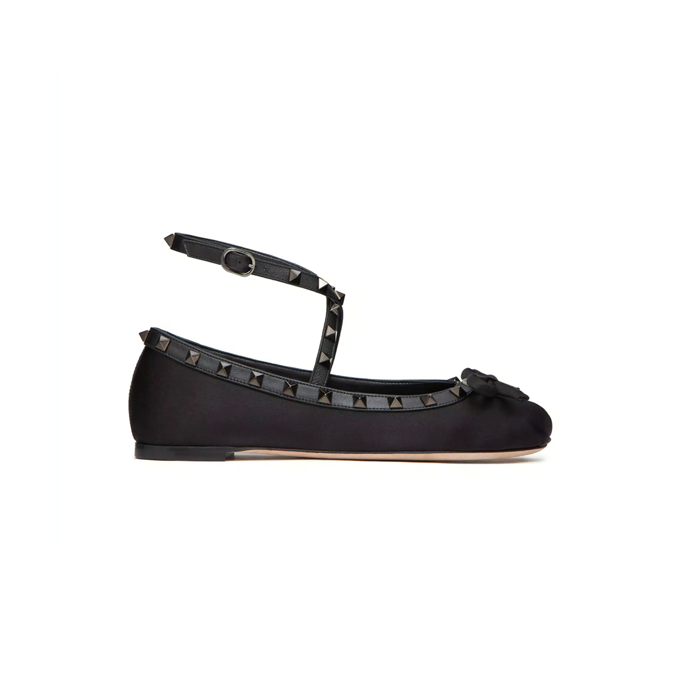 VALENTINO ROCKSTUD SATIN BALLERINA WITH TONE-ON-TONE STUDS 5W2S0HB6EQL_0NO